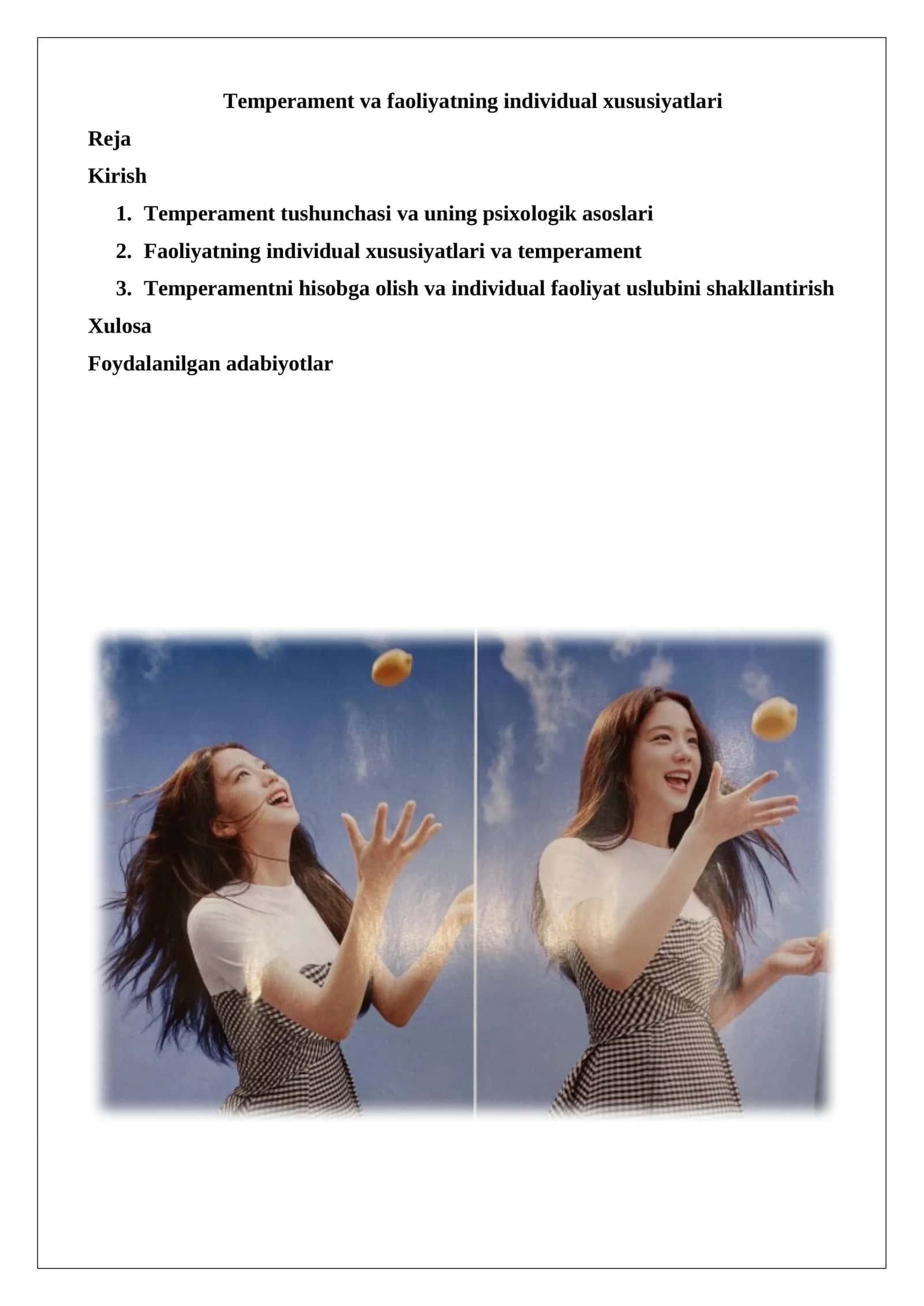 Temperament va faoliyatning individual xususiyatlari 1