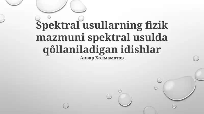 Spektral Usullar 1