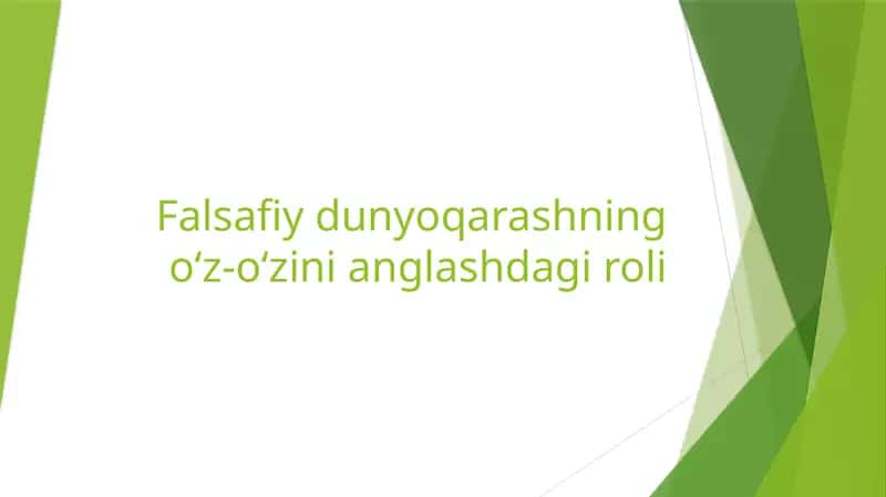 Falsafiy dunyoqarashning oʻz-oʻzini anglashdagi roli 1