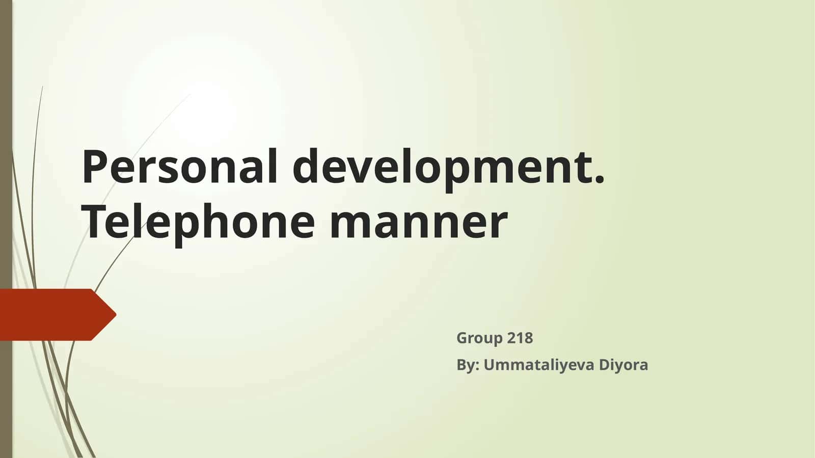 Personal development. Telephone manner 1