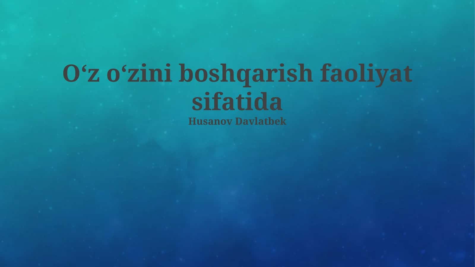 O'z-o'zini boshqaruv: Mohiyat va Tarixiy Ildizlar 1