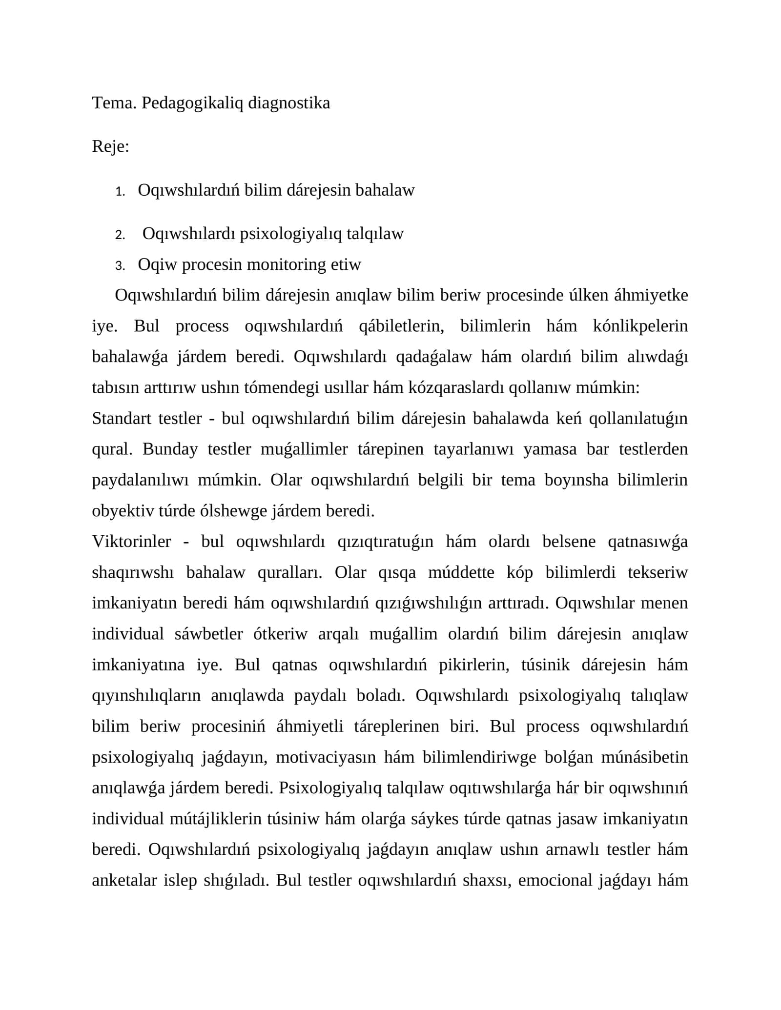 Pedagogikaliq diagnostika 1