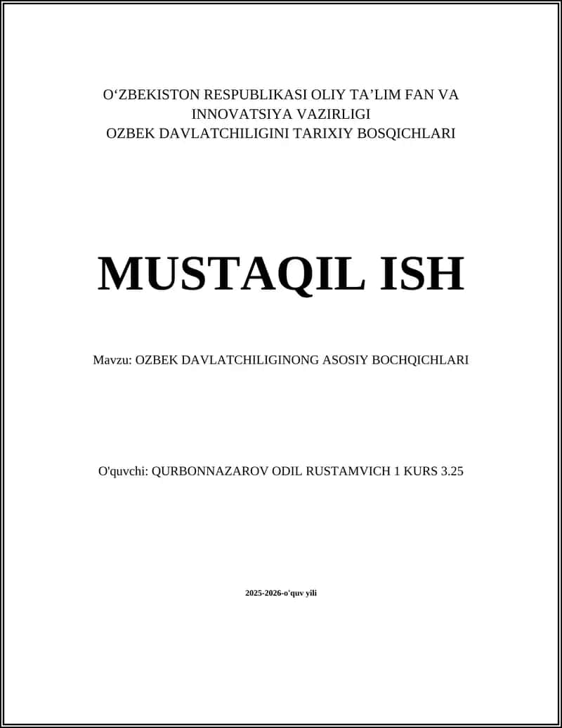 OZBEK DAVLATCHILIGINING ASOSIY BOCHQICHLARI 1