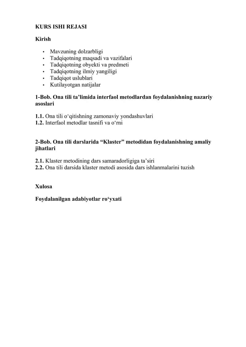 Ona tili darslarida "klaster"metodidan foydalanish 1