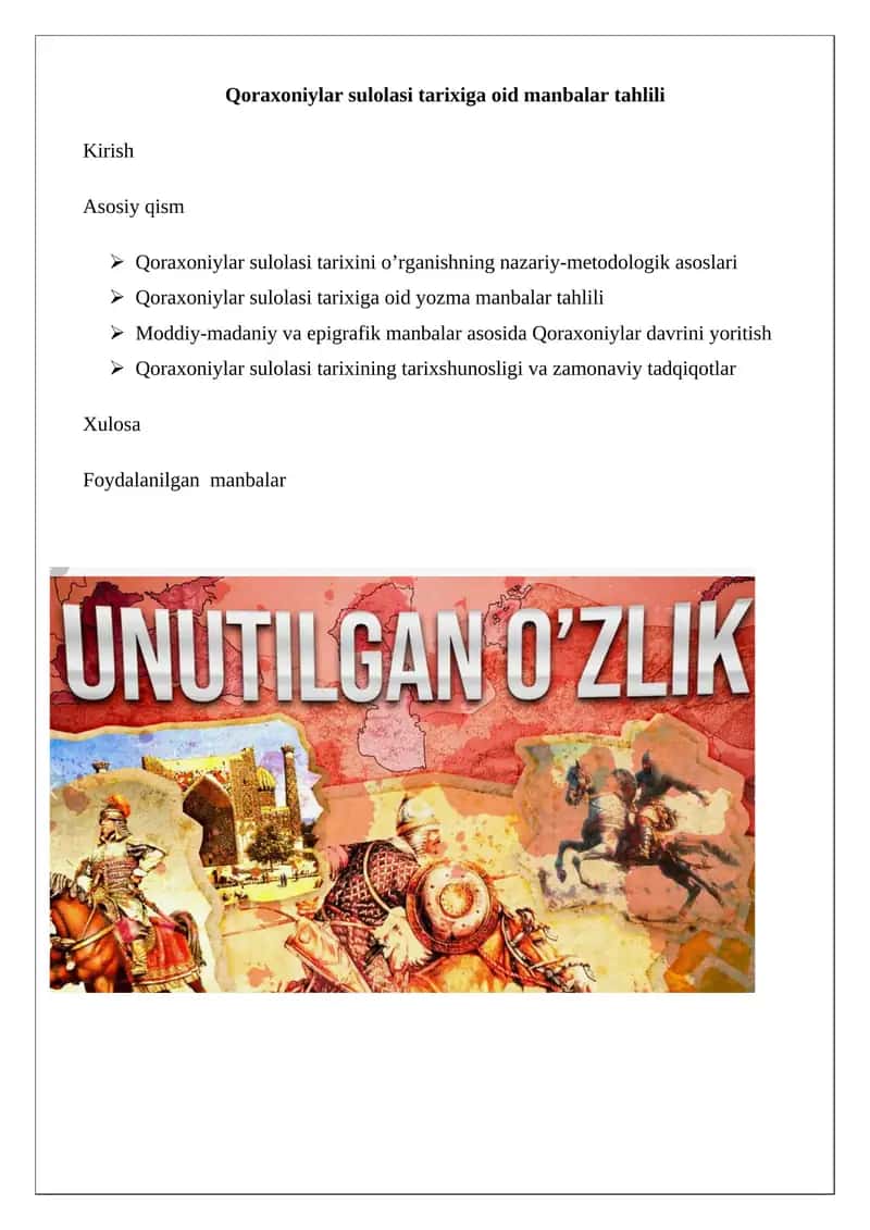Qoraxoniylar sulolasi tarixiga oid manbalar tahlili 1
