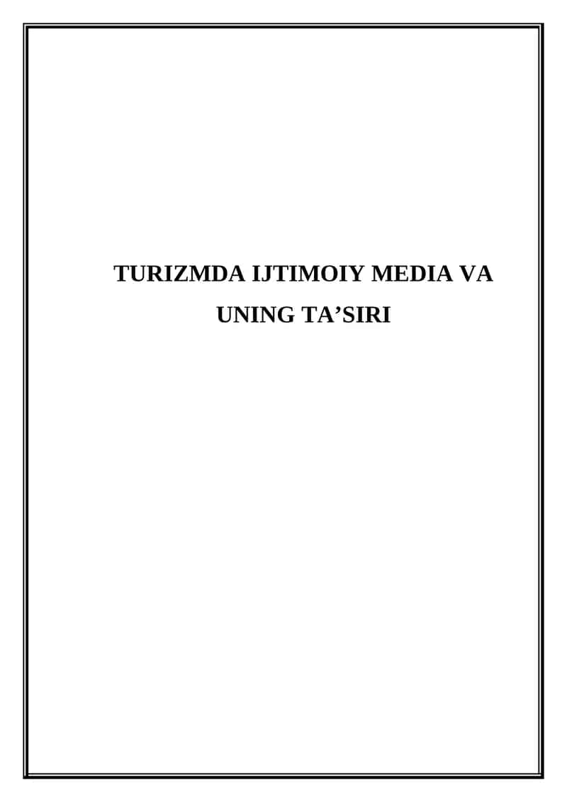 Turizmda ijtimoiy media va uning ta'siri 1