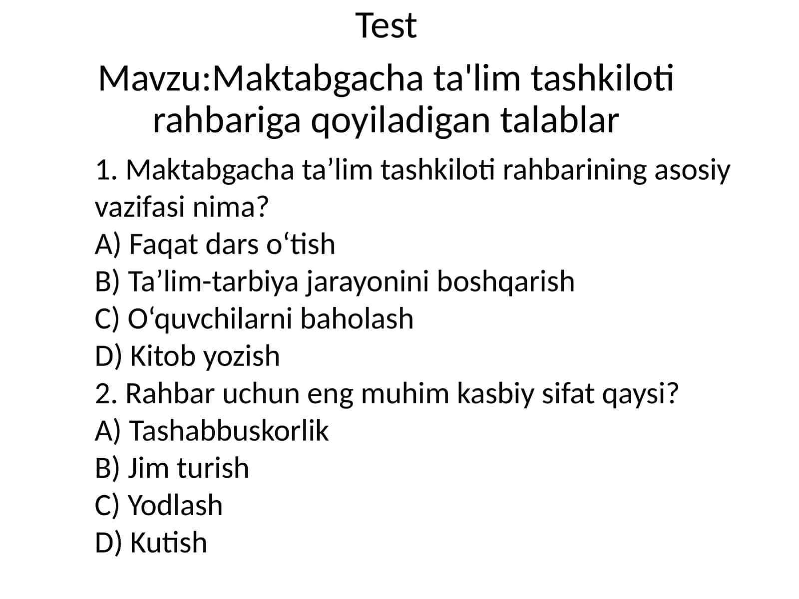 Maktabgachata'limtashkilotirahbarigaqoyiladigantalablar 1