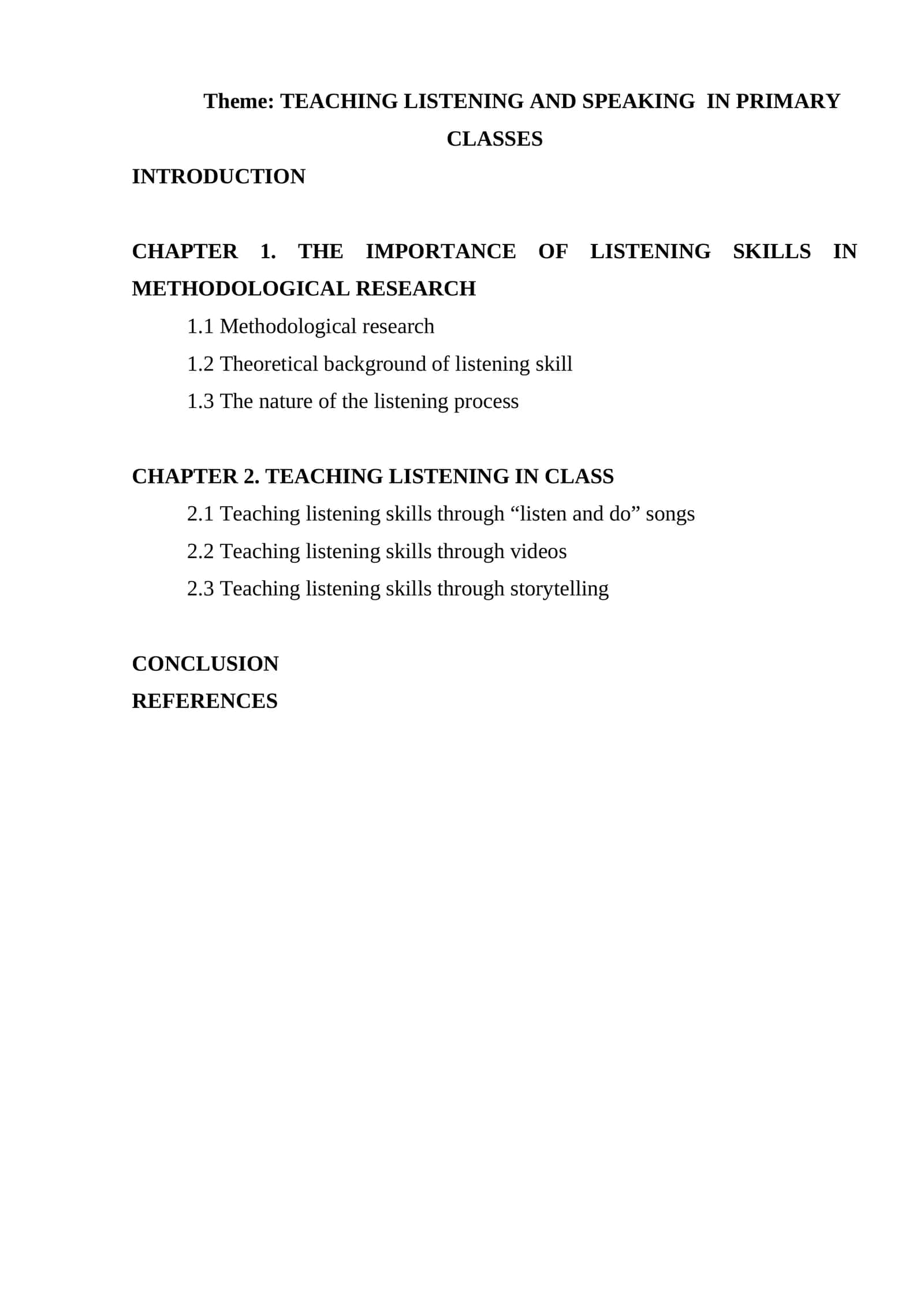 TEACHING LISTENING AND SPEAKING IN PRIMARY CLASSES 1