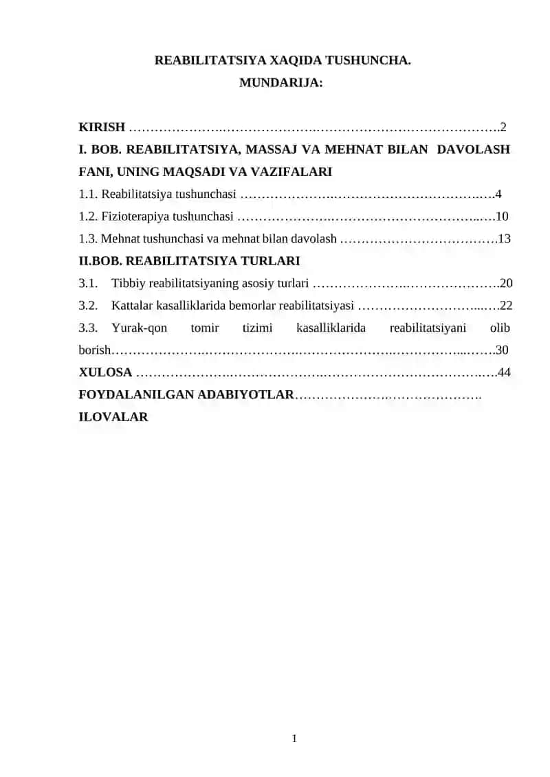 REABILITATSIYA XAQIDA TUSHUNCHA