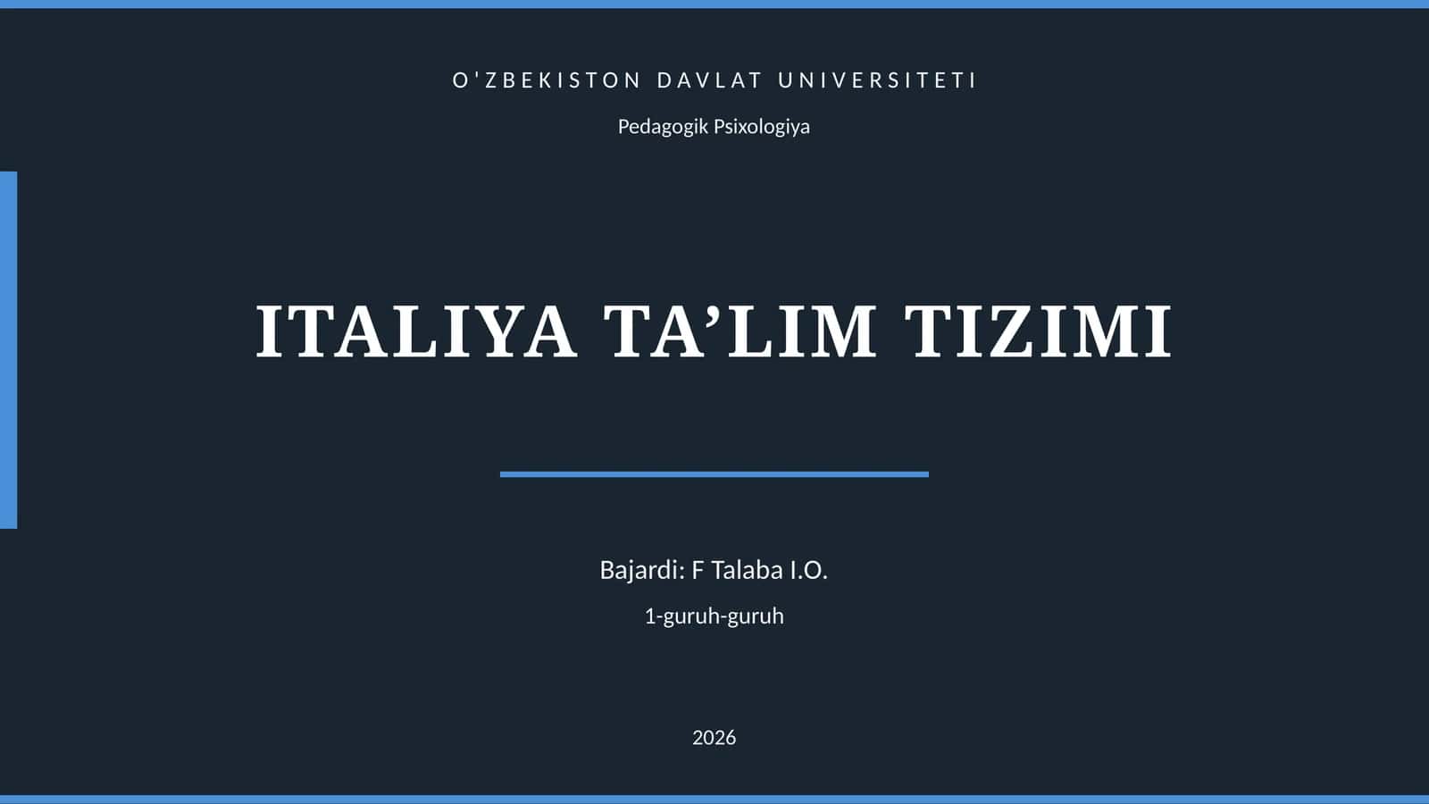 ITALİYA TA’LİM TIZİMİ 1