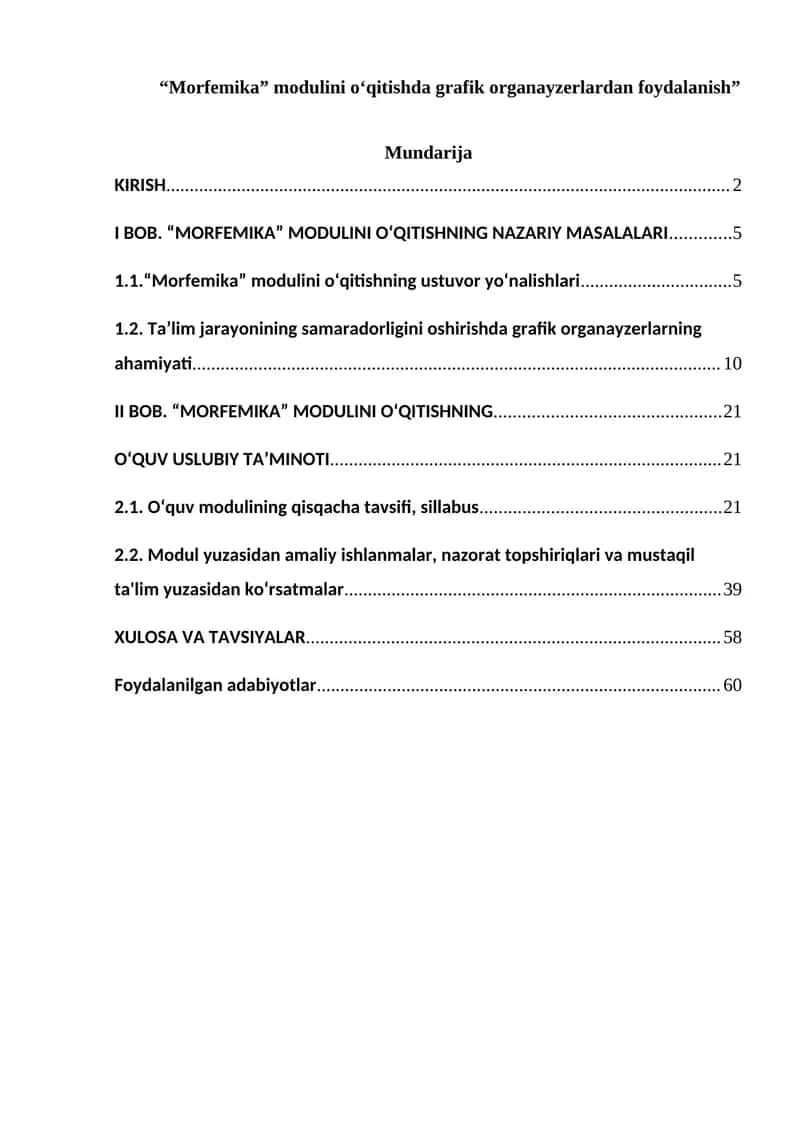 "Morfemika" modulini o‘qitish 1