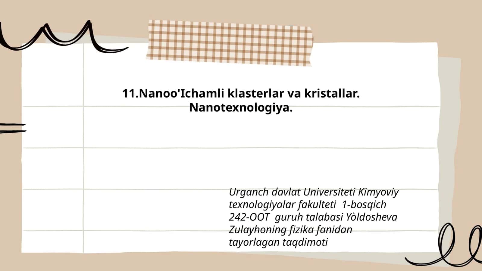 Nanoo'Ichamli klasterlar va kristallar. Nanotexnologiya 1