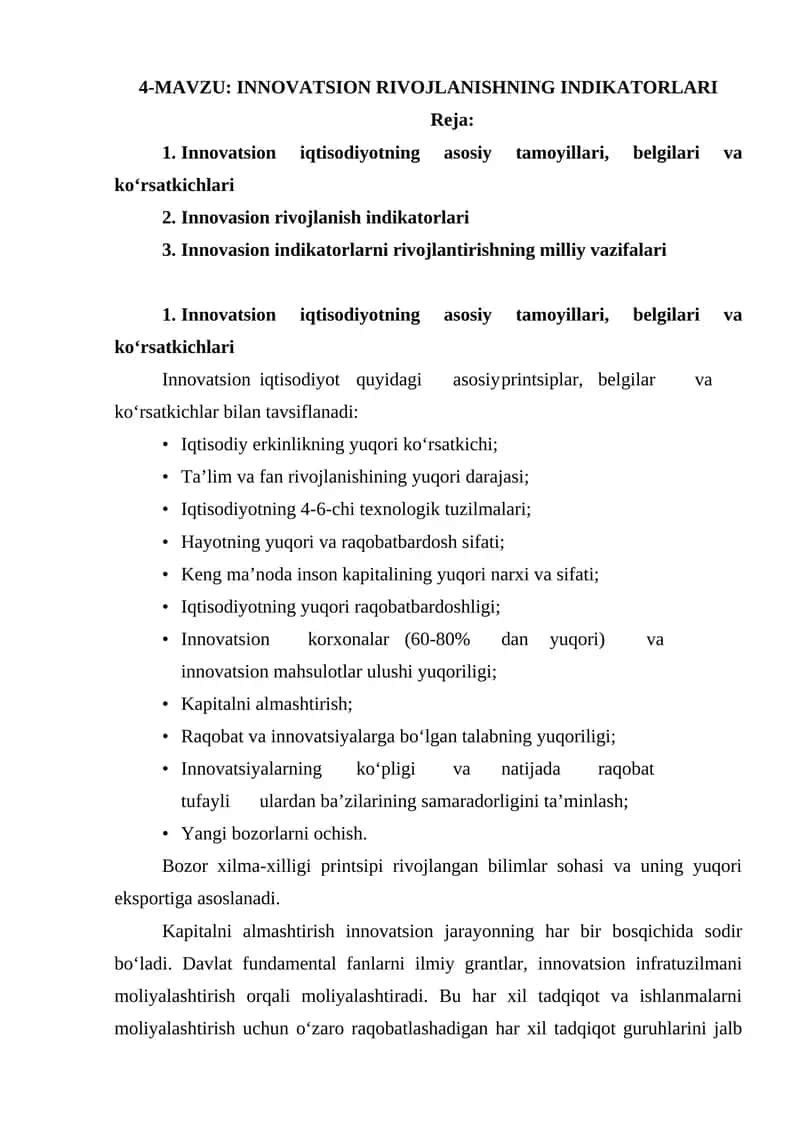 INNOVATSION RIVOJLANISHNING INDIKATORLARI 1