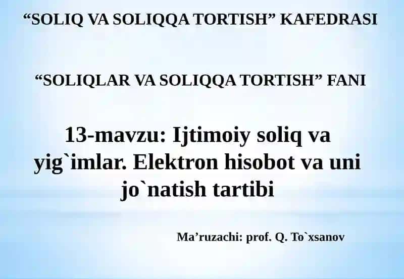 Ijtimoiysoliq va yig'imlar