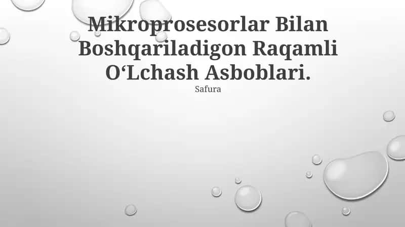 Mikroprosesorlar Bilan Boshqariladigon Raqamli O‘Lchash Asboblari 1