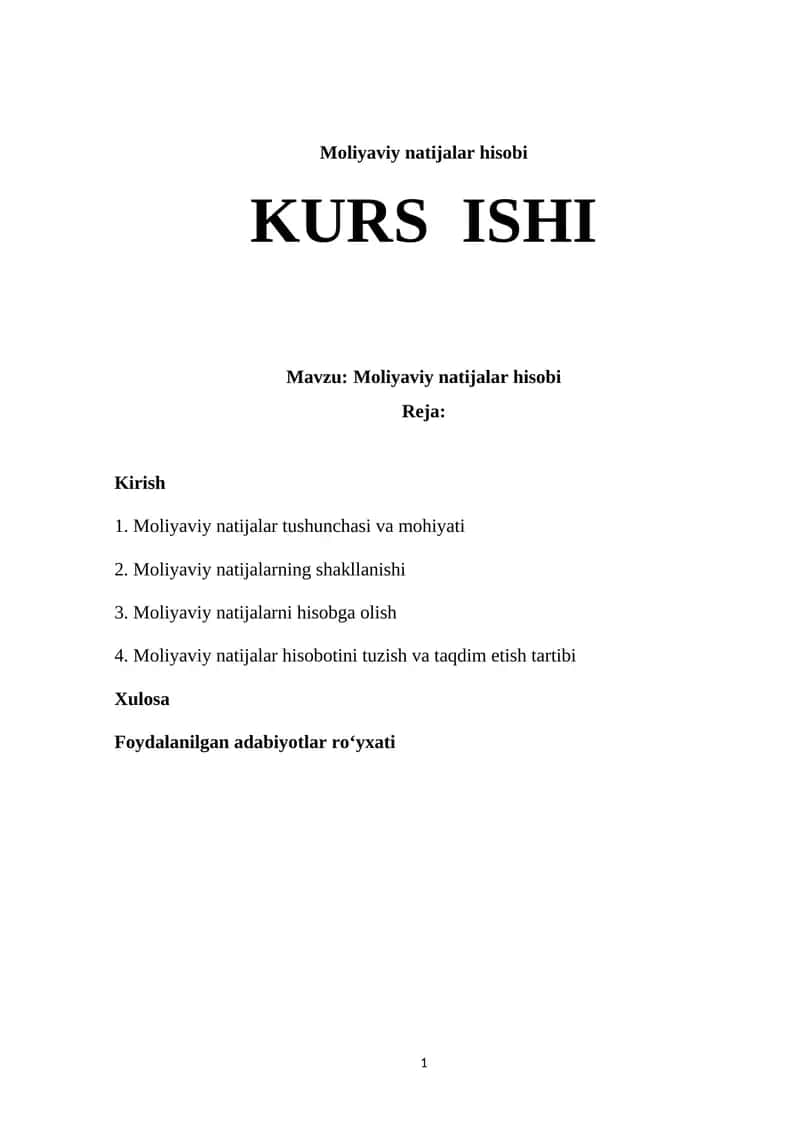 Moliyaviy natijalar hisobi 1