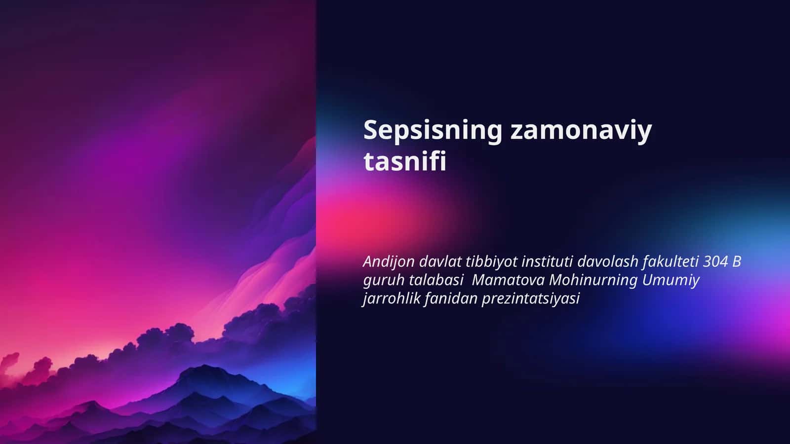 Sepsisning zamonaviy tasnifi 1