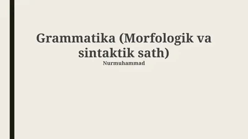 Grammatika (Morfologik va sintaktik sath) 1
