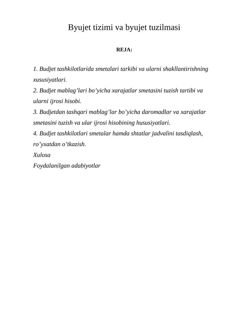 Budjet tizimi va byujet tuzilmasi 1