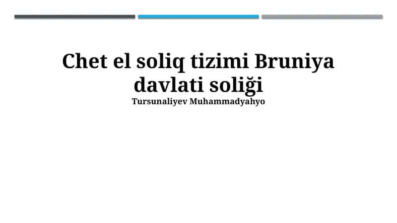 Bruneyning Soliq Tizimi 1