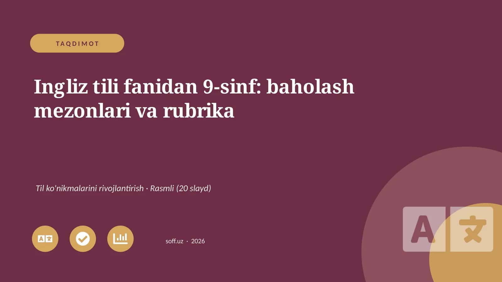 Ingliz tili fanidan 9-sinf: baholash mezonlari va rubrika 1