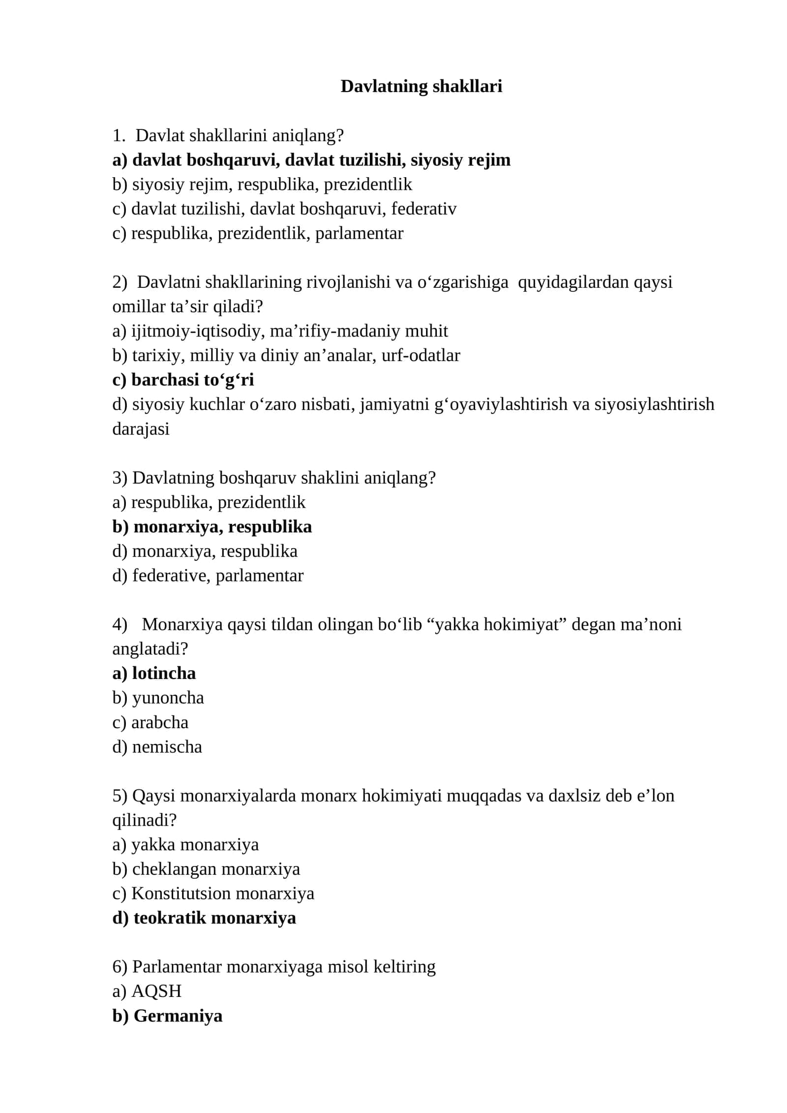 Davlatning shakllari 1