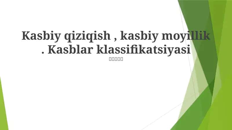 Kasbiy Qiziqishlarni O'rganish 1