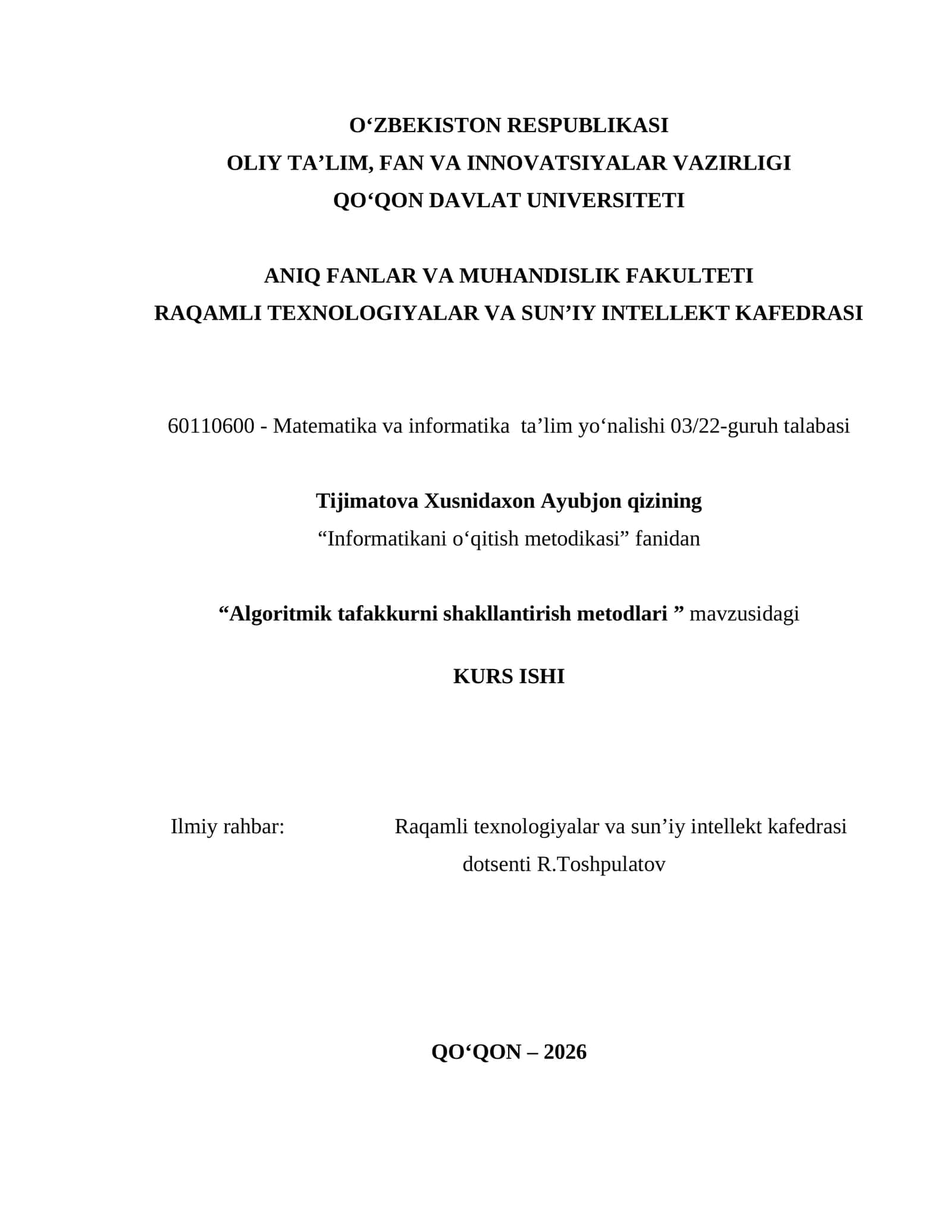 Algoritmik tafakkurni shakllantirish metodlari 1