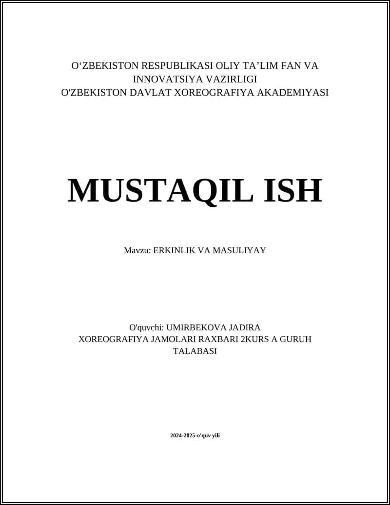 ERKINLIK VA MASULIYAY 1