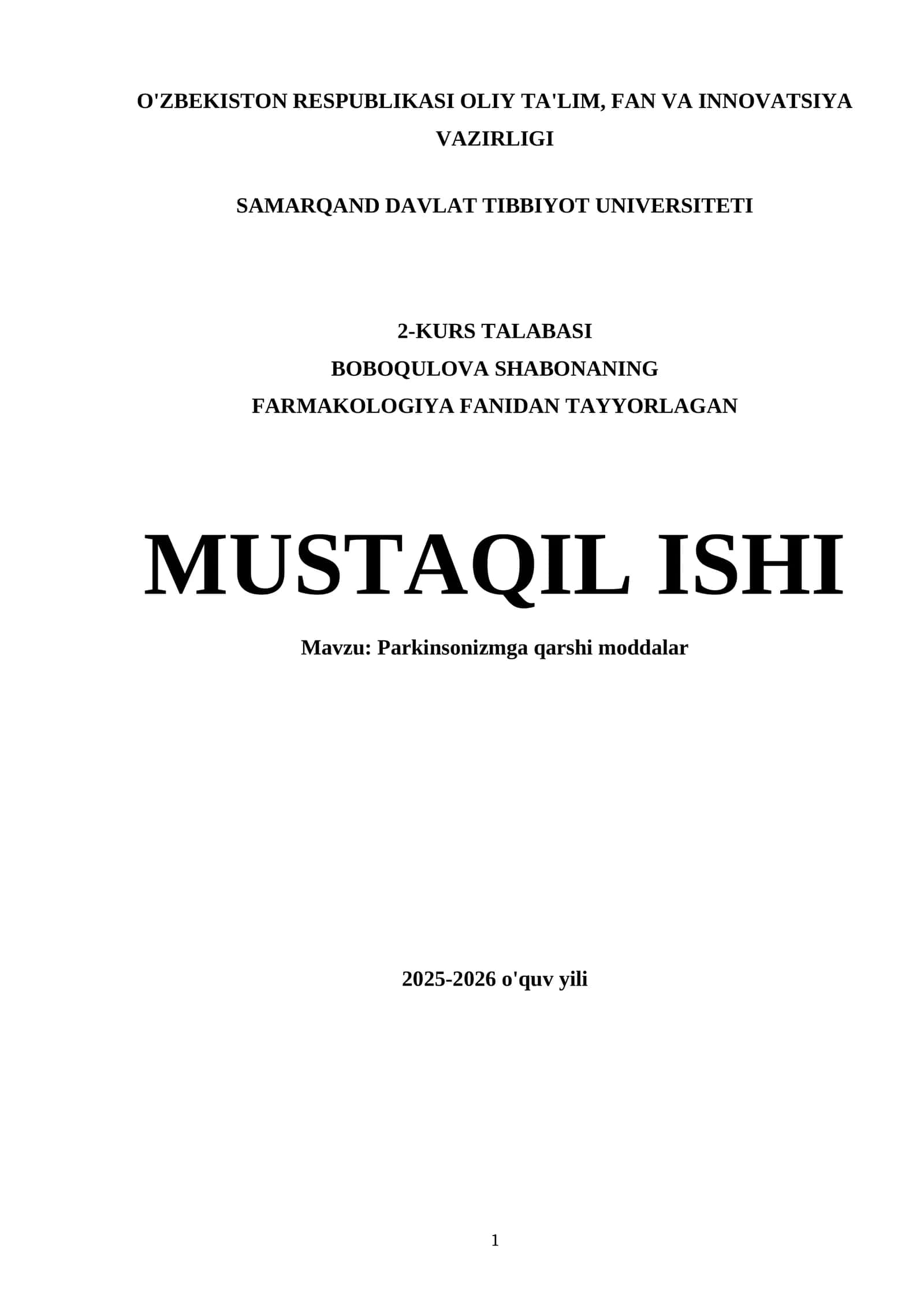 Parkinsonizmga qarshi moddalar 1