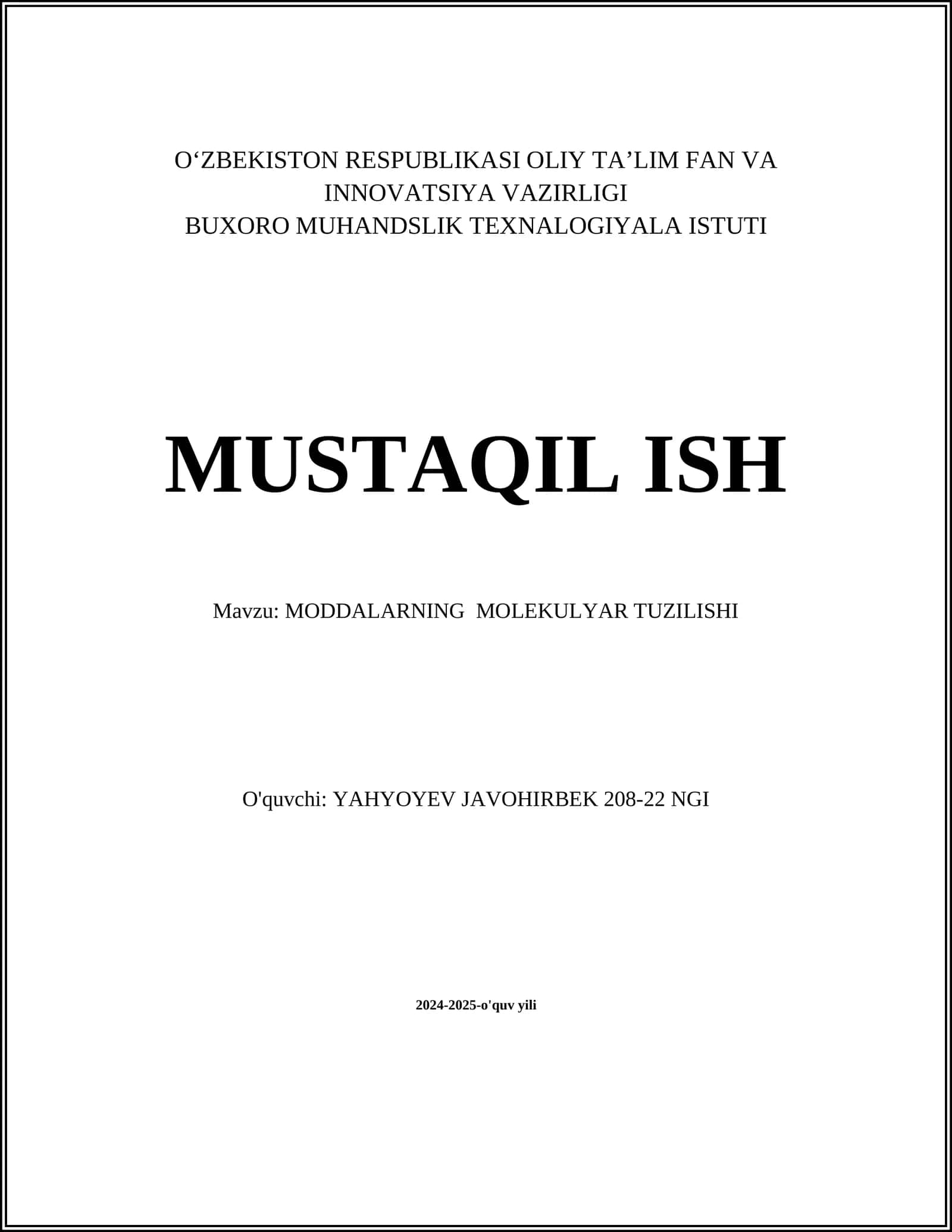 MODDALARNING MOLEKULYAR TUZILISHI 1