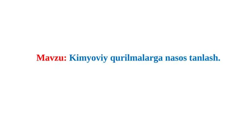 Kimyoviy qurilmalar dan nasoslar. 1