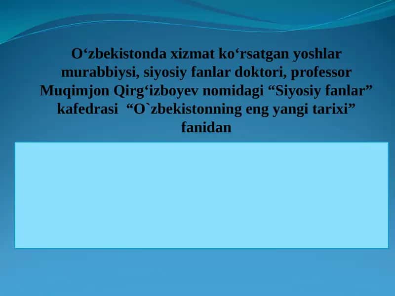 O‘zbekiston va jahon hamjamiyati 1