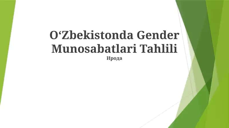 Gender Munosabatlari Tahlili 1