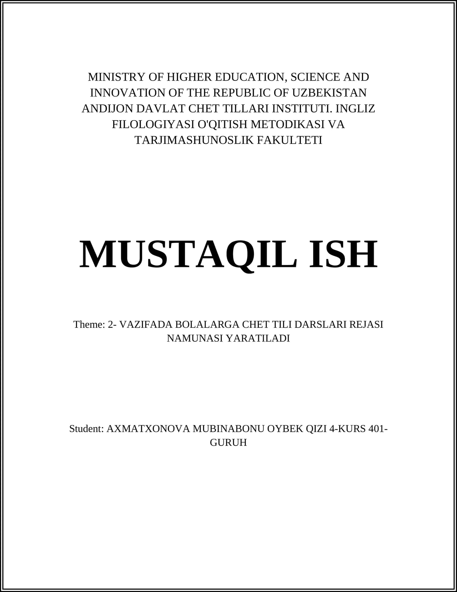 Introduction to Foreign Language Teaching Methodologies 1
