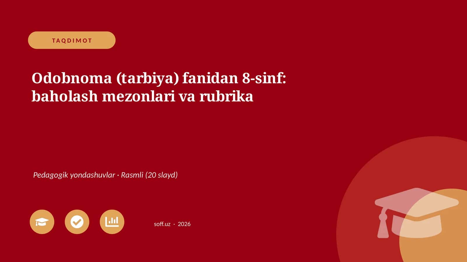 Odobnoma (tarbiya) fanidan 8-sinf: baholash mezonlari va rubrika 1