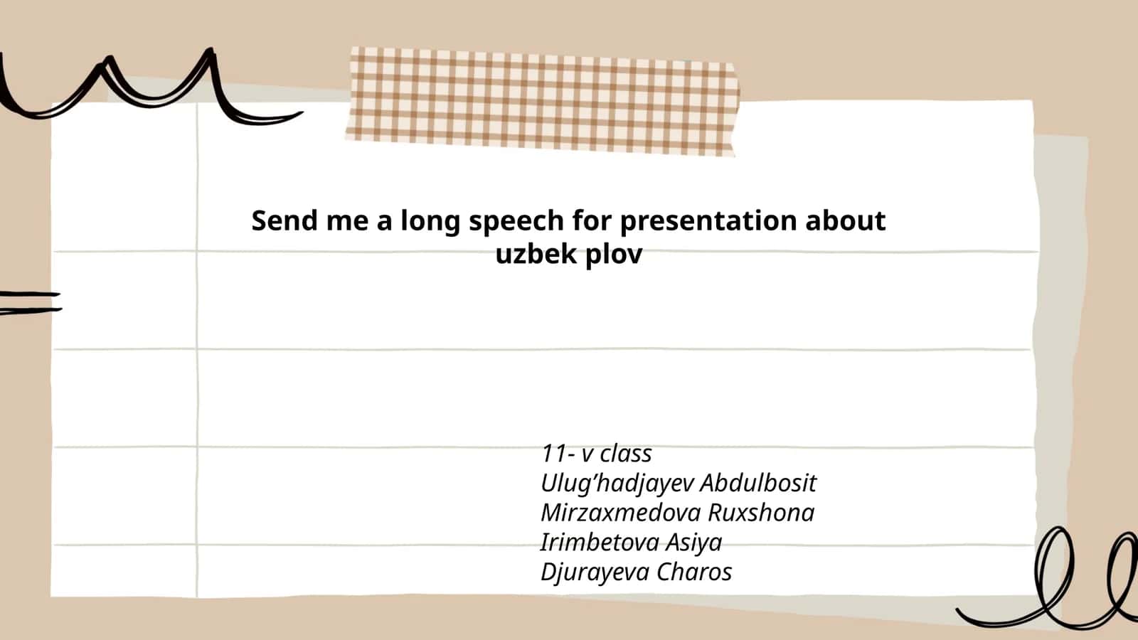 Long Speech for Presentation about Uzbek Plov 1