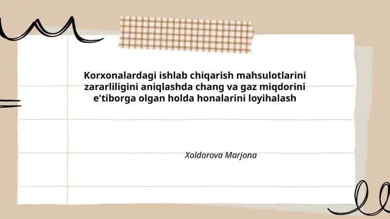 Chang va gaz miqdorini e'tiborga olgan holda honalarini loyihalash 1