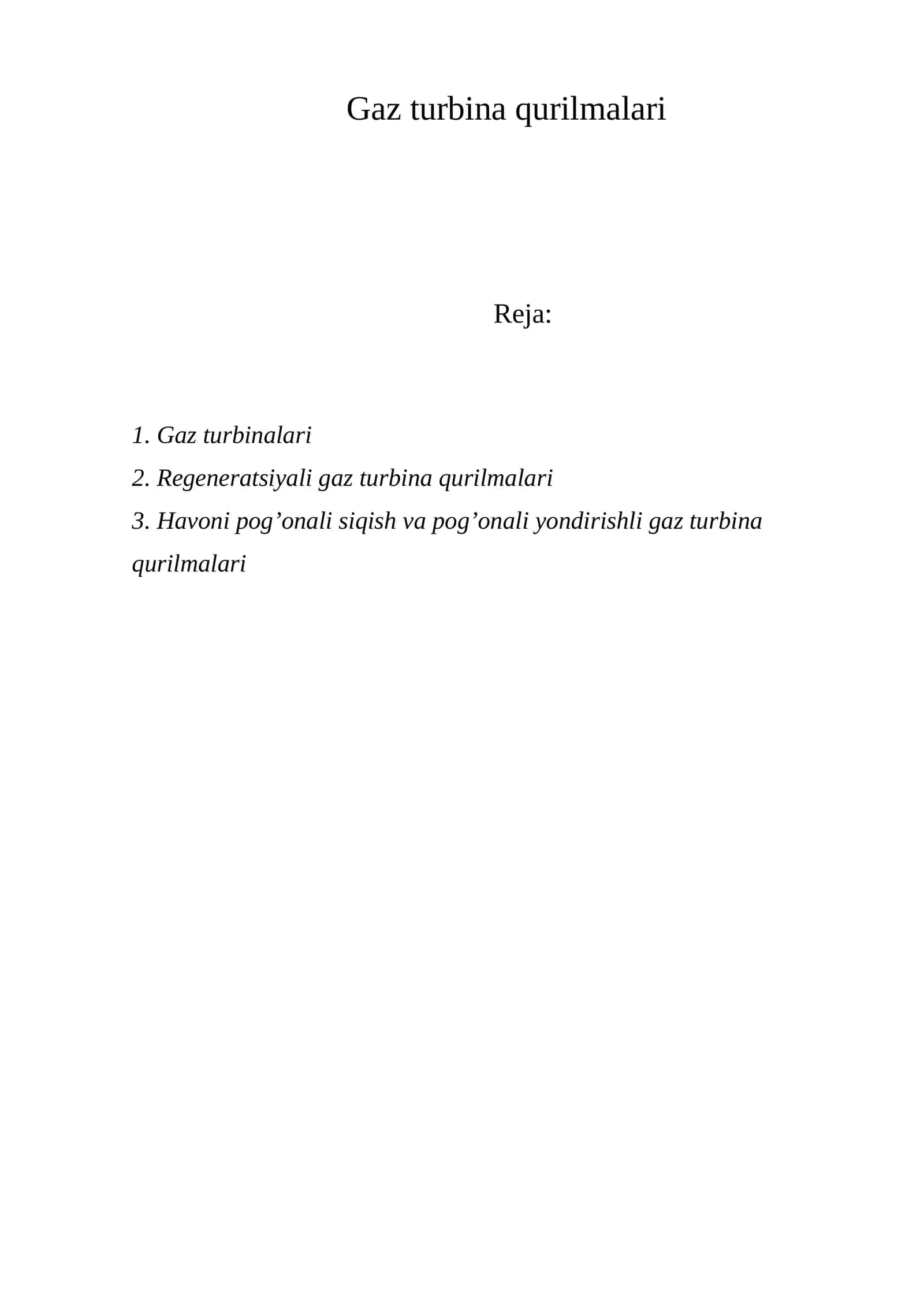 Gaz turbina qurilmalari 1