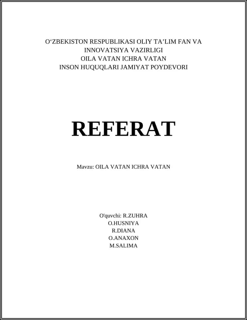 Oila va vatan: o‘zaro bog‘liqlik 1