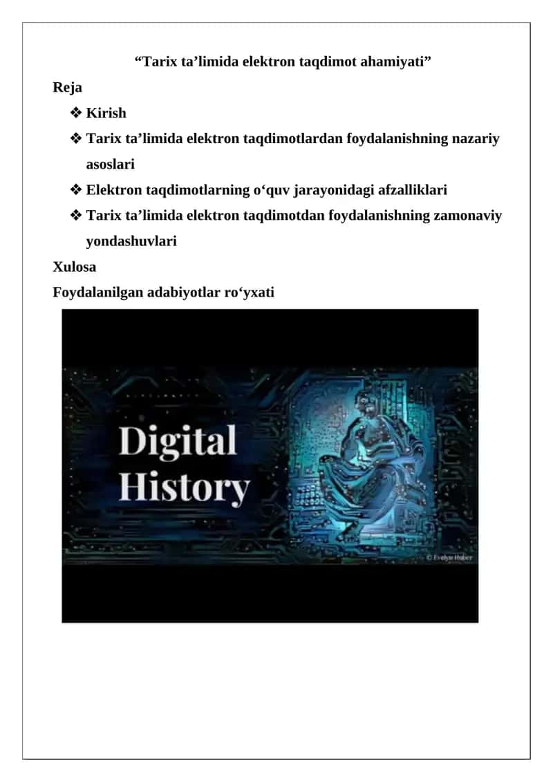 Tarix ta’limida elektron taqdimot ahamiyati 1