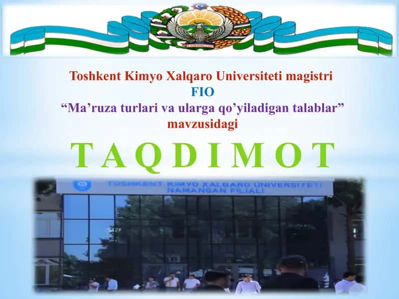 "Ma'ruza turlari va ularga qo'yiladigan talablar" 1