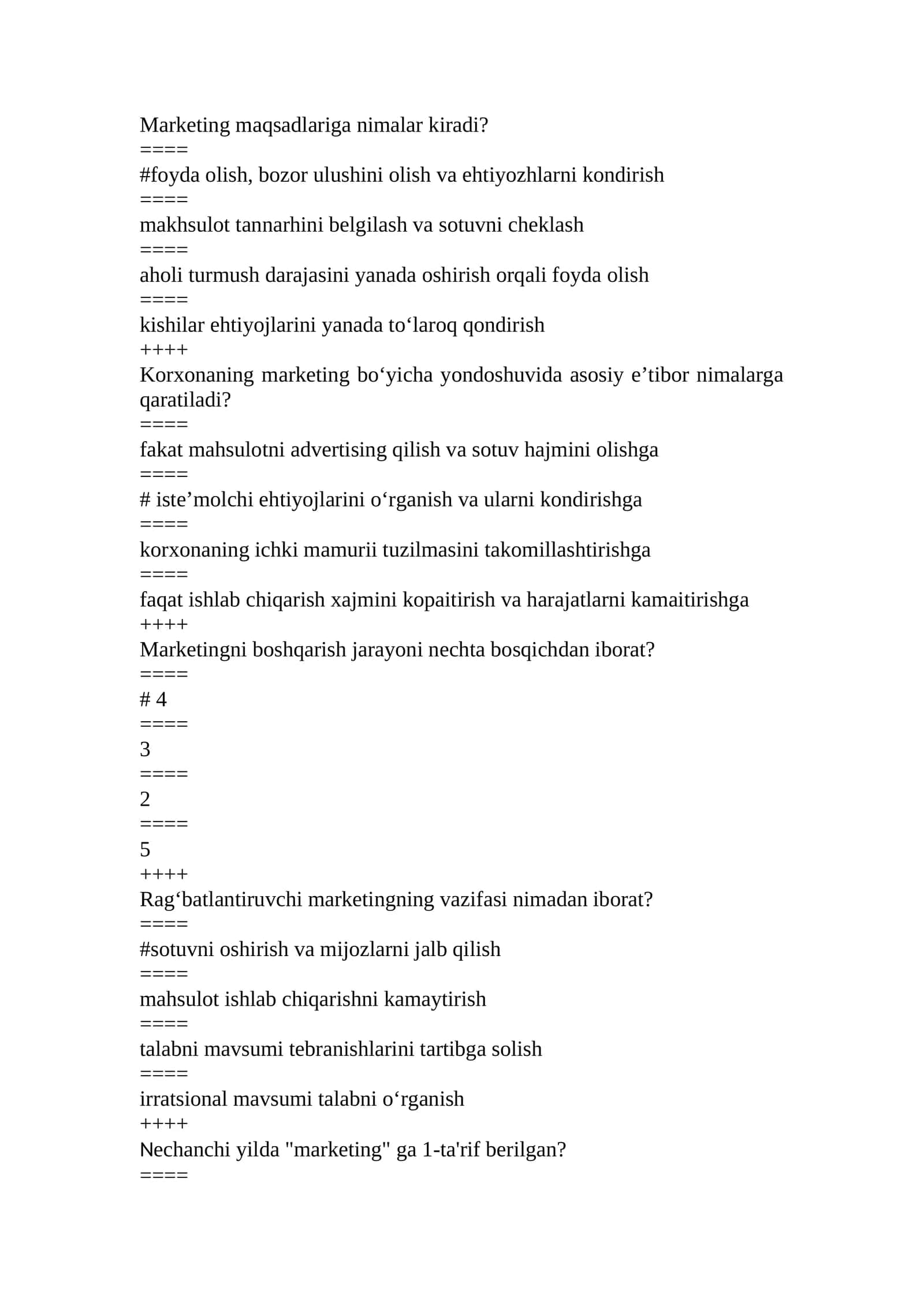 marketing test savollari 1