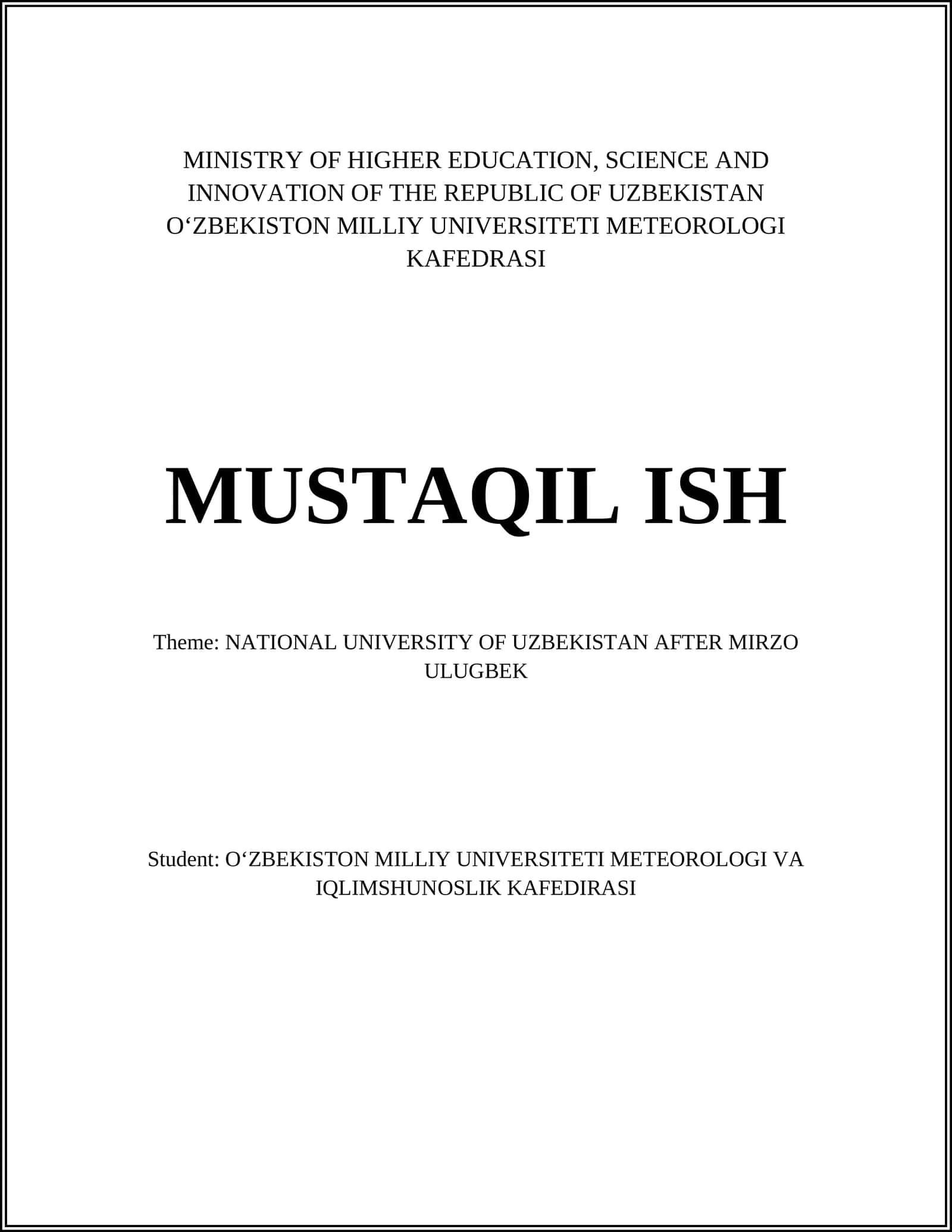 MUSTAQIL ISH 1