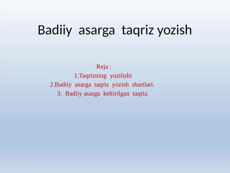 Badiiyasargataqrizyozish 1