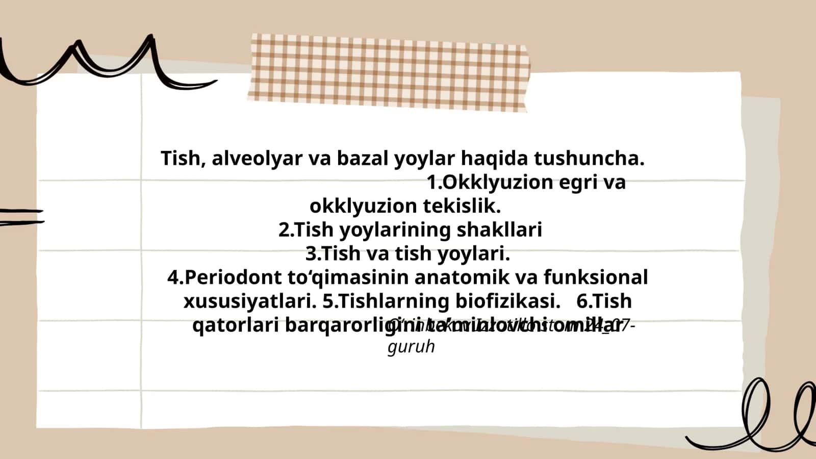 Tish, alveolyar va bazal yoylar haqida tushuncha 1