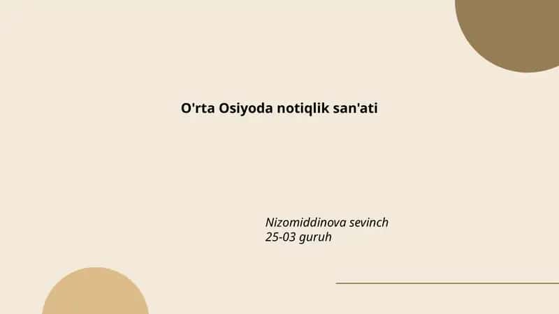 O'rta Osiyoda notiqlik san'ati 1