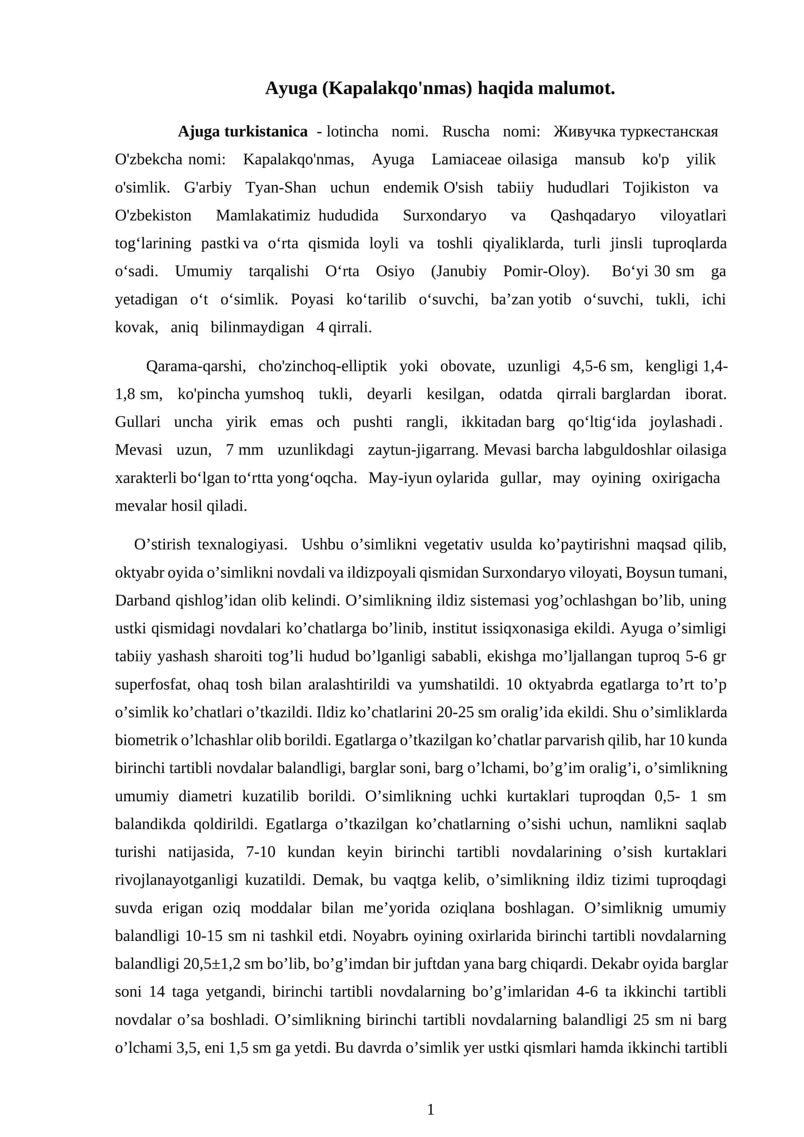 Ayuga (Kapalakqo'nmas) 1