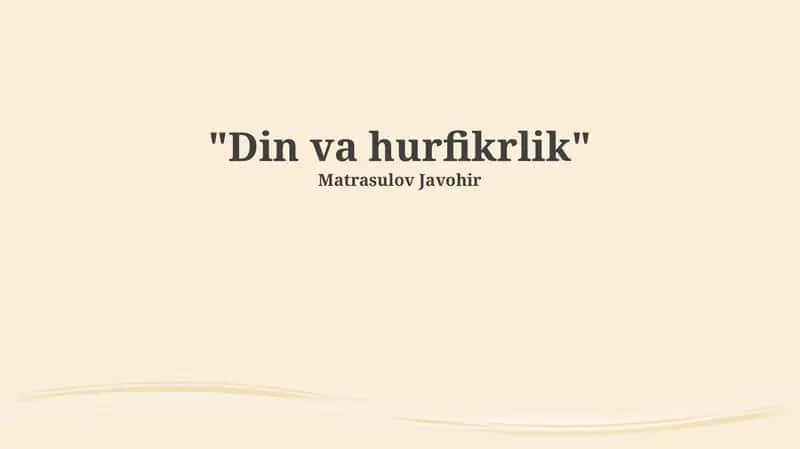 Imon va Erkin Fikrlash 1