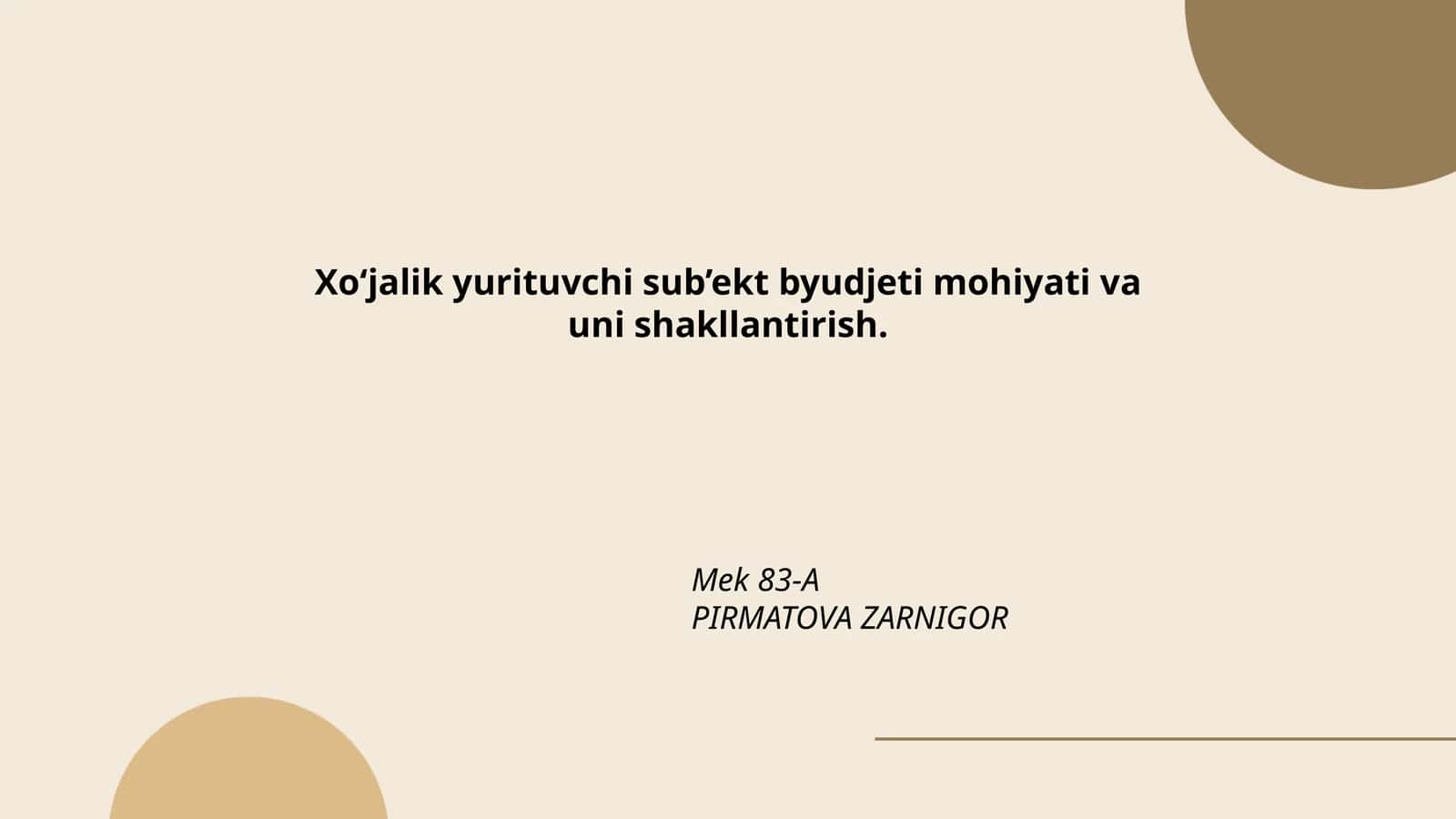 Xo‘jalik yurituvchi sub’ekt byudjeti mohiyati va uni shakllantirish 1